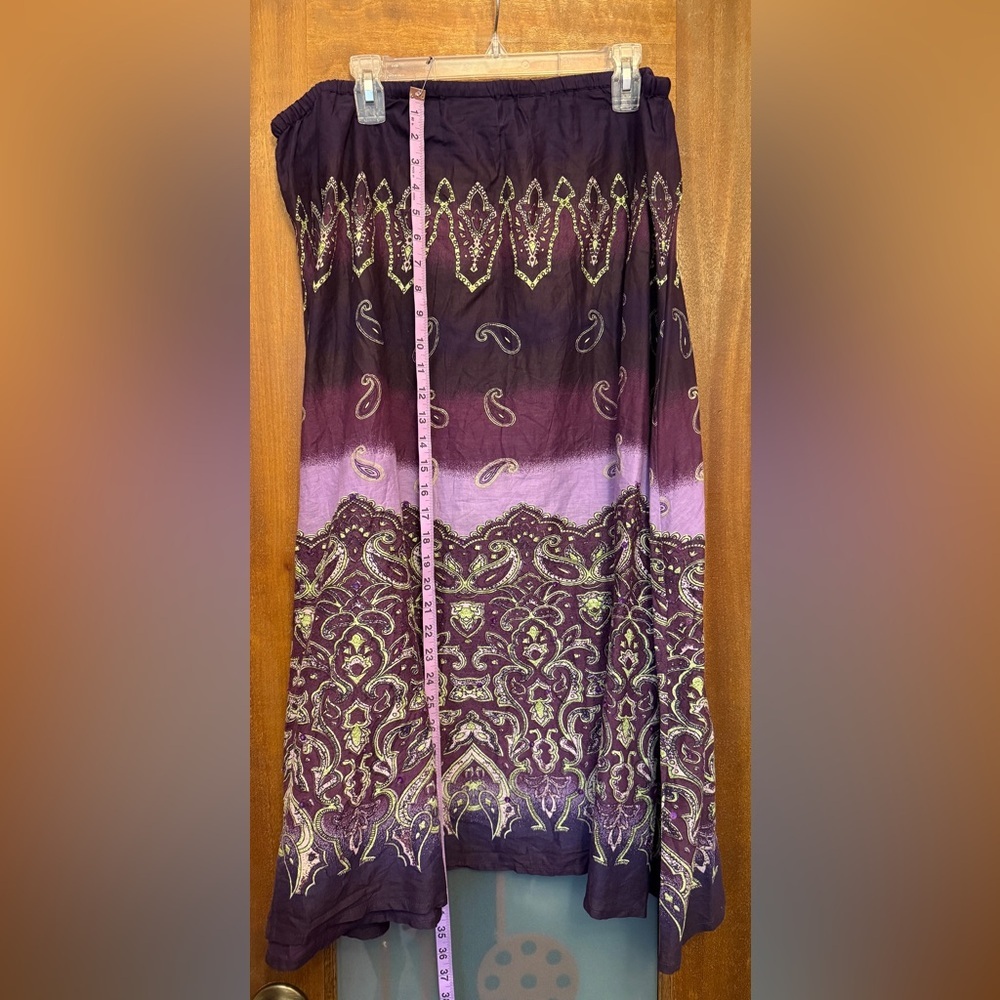 Avenue Women Plus 18/20 Purple Cotton Paisley/Floral NWT Long Ombré Spring Skirt - Picture 5 of 6